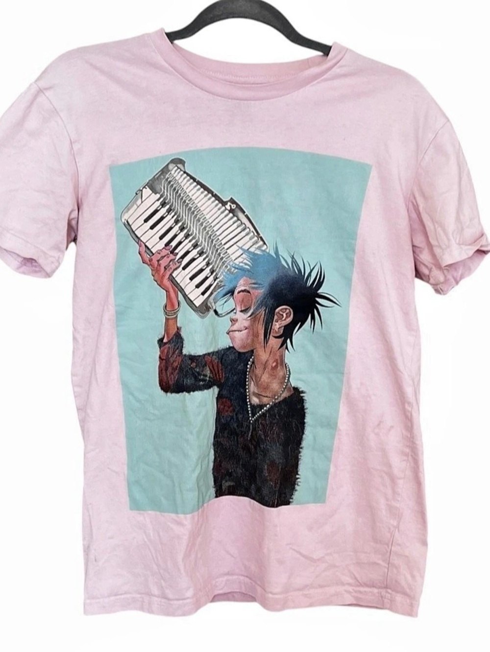 AS Colour Staple Gorillaz 2022 Tour Short Sleeve Tee Pink & Teal Size Small